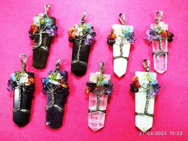 Natural stones seven chakra tree pendants, for Astrological, Worship, Occasion : Party Wear