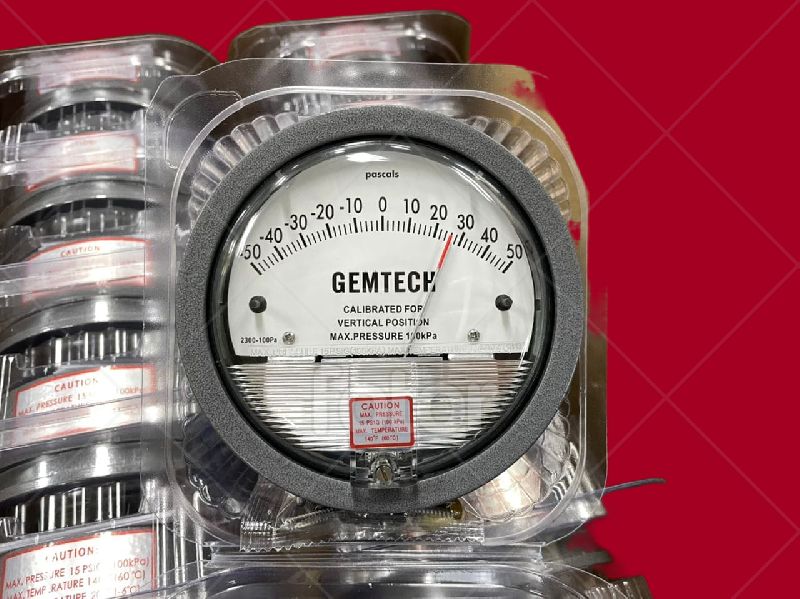 GEMTECH Magnehelic Gauge Range 025 MM, Gauge Shape Round Enviro