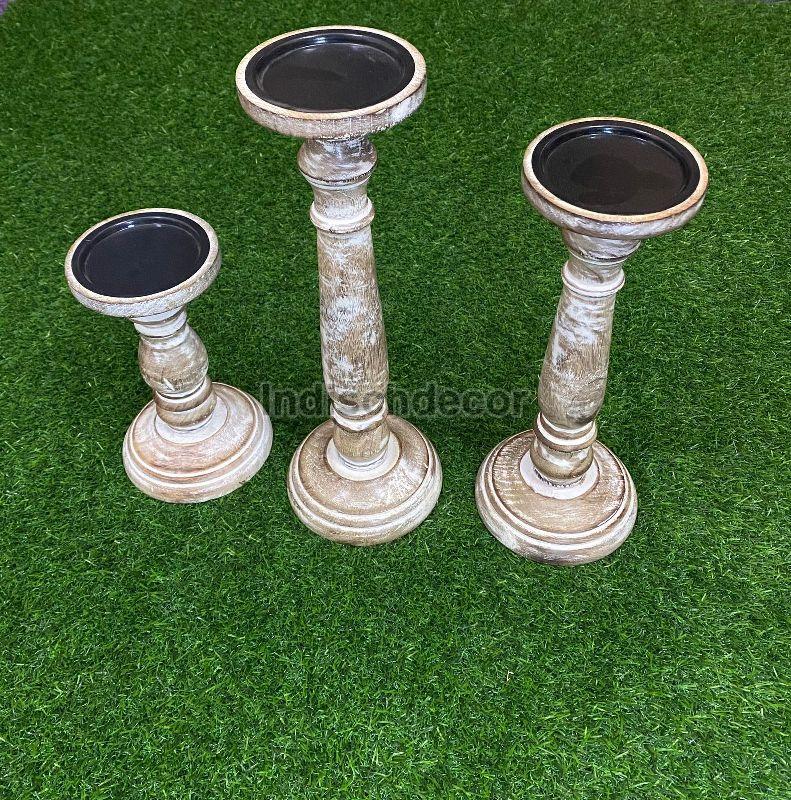 Mango Wood Candle Stand, Shape Round Indischdecor, Delhi, Delhi