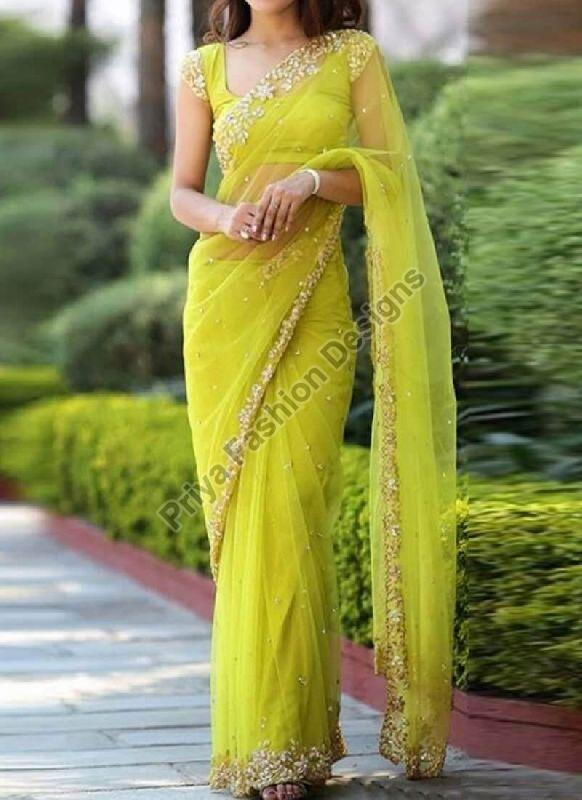 Unstitched designer saree, for Dry Cleaning, Occasion : Party Wear