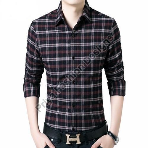 Full Sleeves Slim Fit Cotton Mens Checkered Shirt, for Quick Dry, Gender : Male