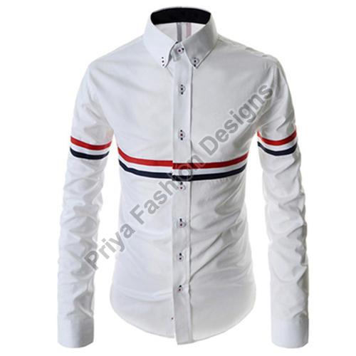 Striped Cotton Mens Designer Shirt, Size : L, XL, XXL
