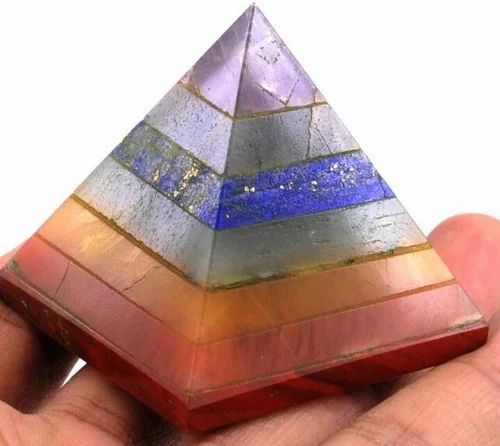 Stone 7 Chakra Orgonite Gemstone Pyramid, for Healing