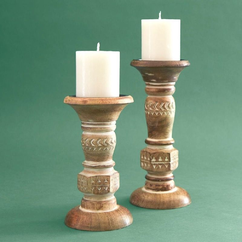 Polished Plain wooden candle stand, Packaging Type : Paper Box