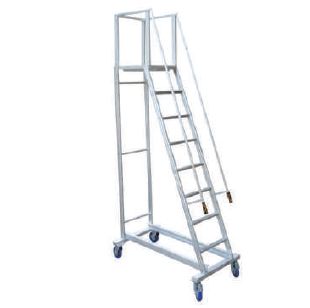 Polished Aluminium Trolley Step Ladder, for Construction, Industrial, Feature : Durable, Fine Finishing
