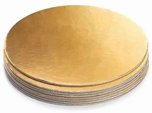 Round Golden Cake Base Board, Pattern : Plain