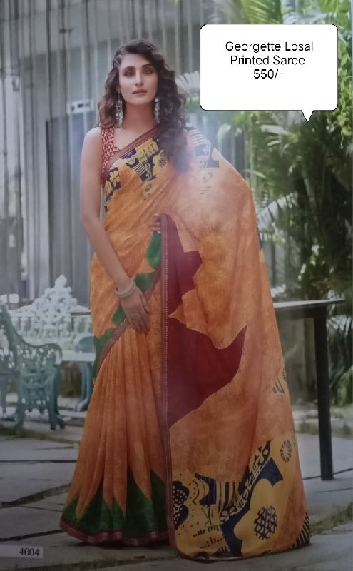 Printed Georgette Losal Saree, Occasion : Party Wear