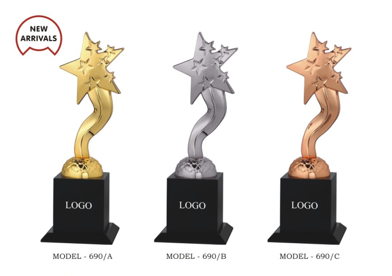 Piru Pooja Shiny Finish White Metal Star Trophy 690, for Award Ceremony, Corporate Gifting, Feature : Attractive Designs