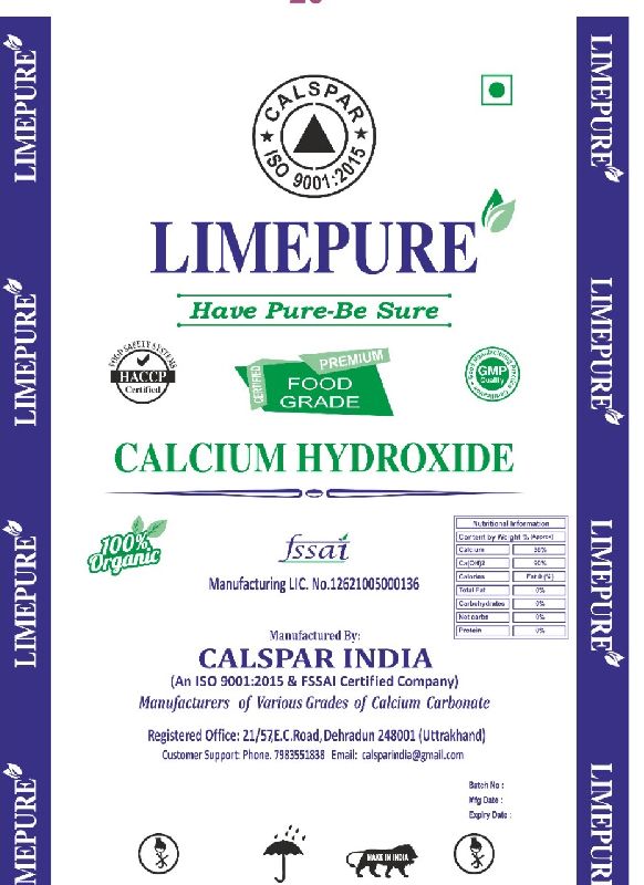 Limestone Calcium Hydroxide, for Food, Classification