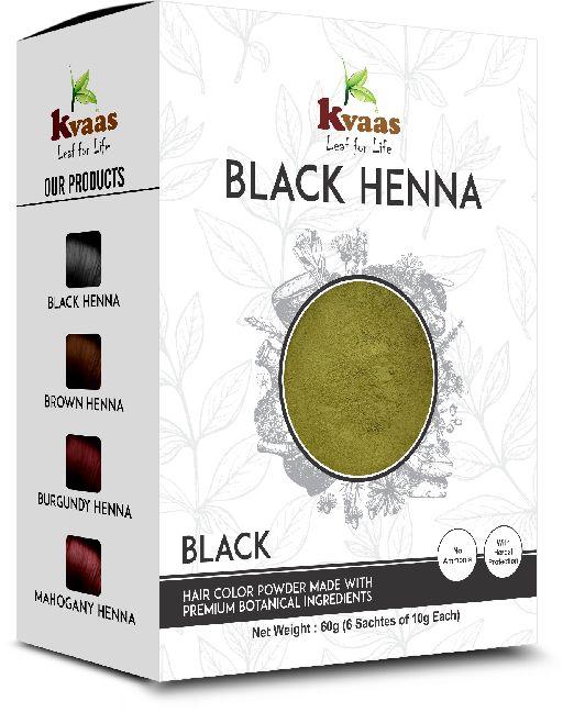 Kvaas Overseas Powder Black Henna Hair Color, for Parlour, Personal, Shelf Life : 2 Year