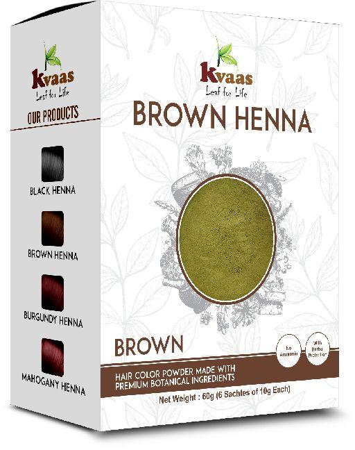 Kvaas Overseas Powder Brown Henna Hair Color, for Parlour, Personal, Shelf Life : 2 Year