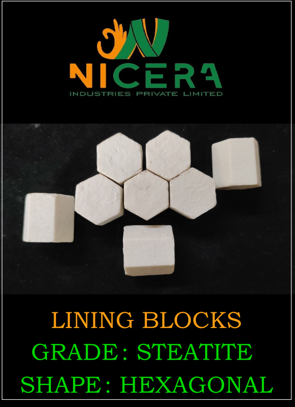 Steatite Hexagonal Lining Blocks, Color : Off White - Nicera Industries ...