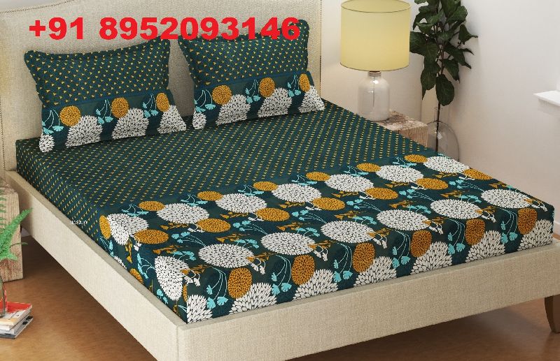 Double Bed Dark Printed Bedsheet
