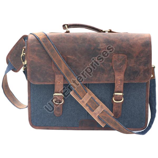 Goat Leather Canvas Mens Laptop Bag, for Office, Feature Smooth