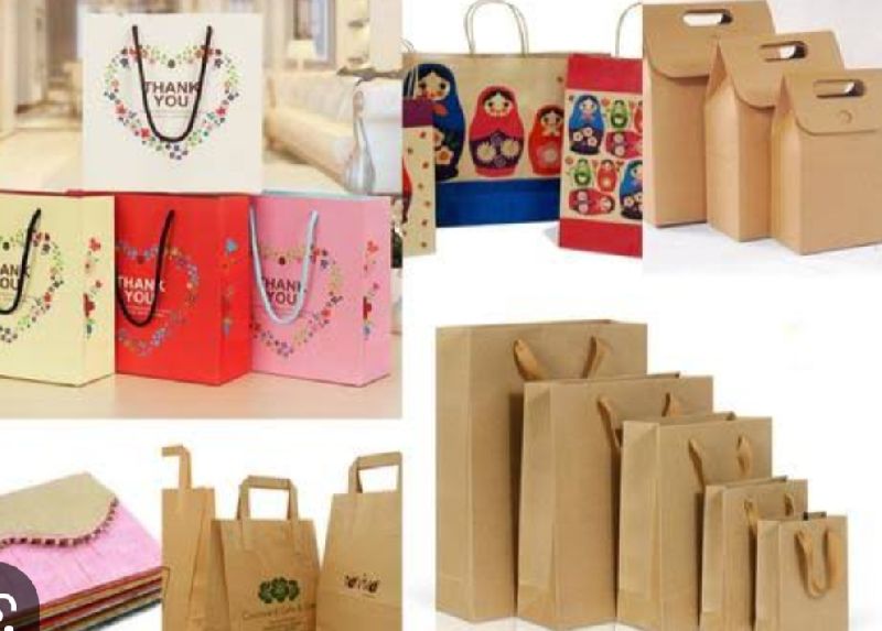 Jute craft paper cover bags, for Shopping, Technics : Machine Made