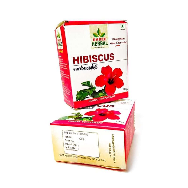 100g SHREE Hibiscus Herbal Supplement, Packaging Size : 100gm