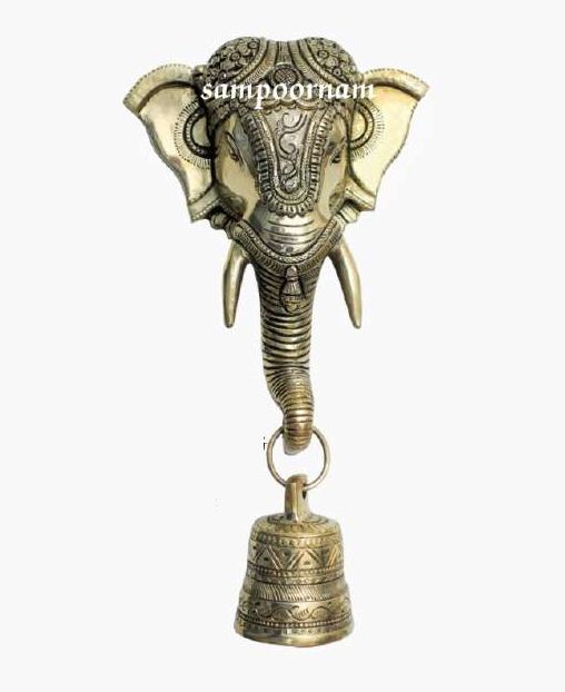 AR00230SF Brass Elephant Bell, Style Antique, Color Golden at Rs