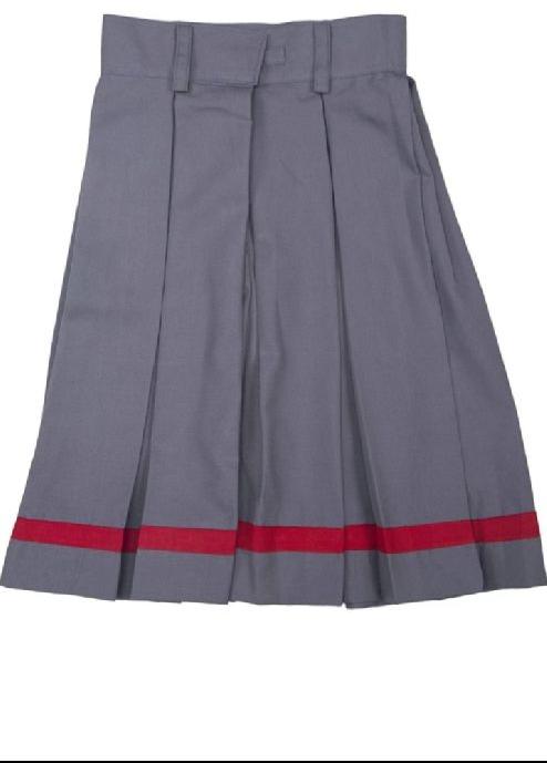 Cotton Kendriya vidyalaya grey skirt, for Easy Wash, Dry Cleaning, Anti-Wrinkle, Shrink-Resistant
