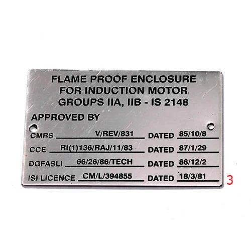 Ash G Stainless Steel Name Plate, for Industrial, Grade : 304