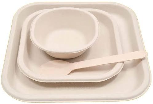 Nautres Square bagasse plate, Size : 9 inch