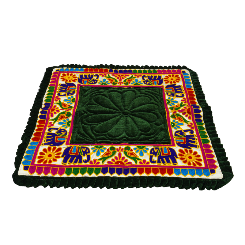Rajwadi Green Velvet Prayer Mat, Feature Easy To Fold, Easy Washable