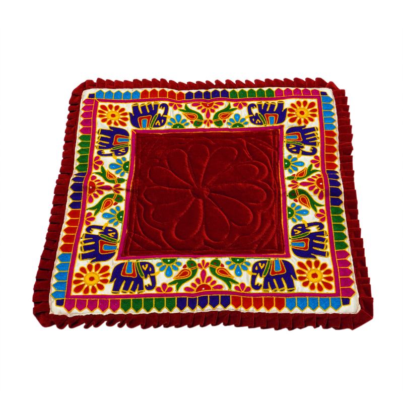 Square Rajwadi Maroon Velvet Prayer Mat, Size : Costomised, Feature ...