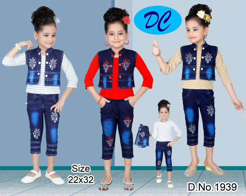 DC Full Sleeves Cotton Girls Jeans Top Set, Technics : Attractive ...