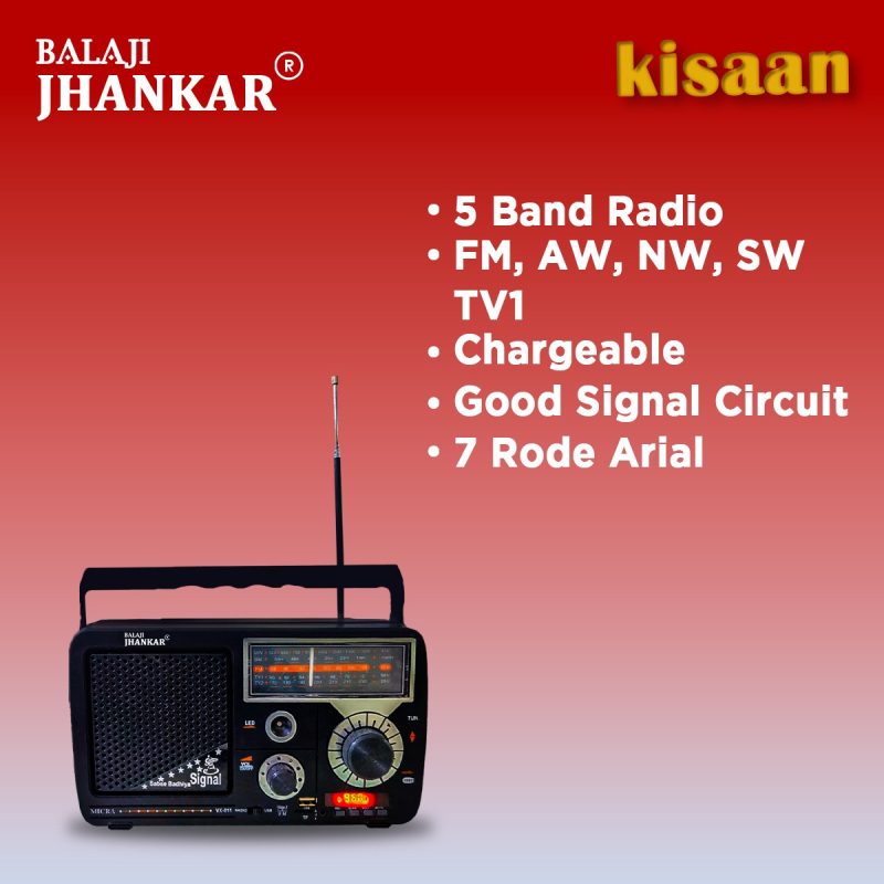 Jhankar Portable FM Radio, Feature : Battery indicator, plug-in, clock display