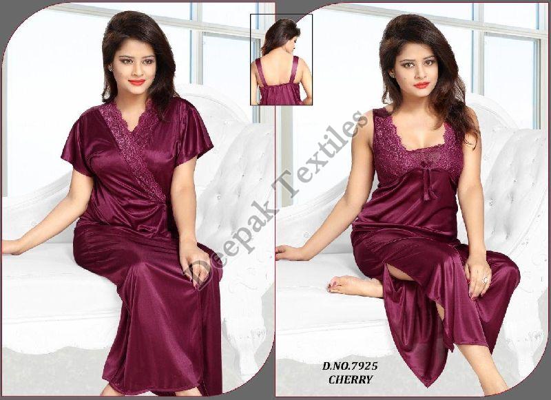 Western Ladies Purple Plain Night Gown, Stitched at Rs 380/piece