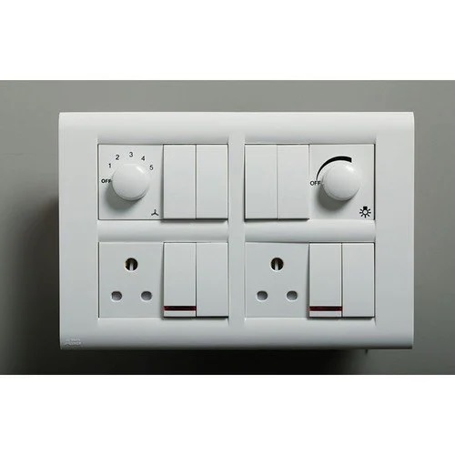 White Plastic Modular Switch Socket Combination