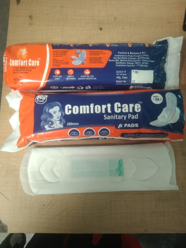 ComfortCare White Winged Cotton Sanitary Napkins (Pads), Style Disposable, Size XL, 280MM at