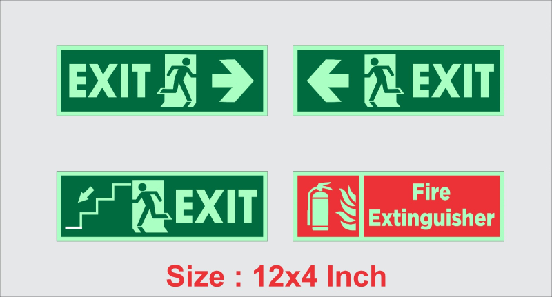 Rectengular PVC glow signs, for Direction, Safety Signage, Size : Multisizes