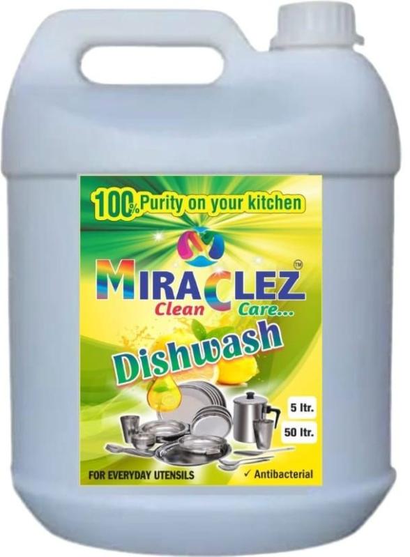 Miraclez Chemical Dishwash Liquid 5Ltr, Packaging Type : Plastic Bottle