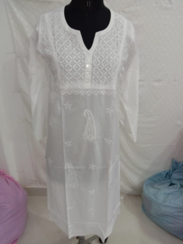 White Cotton Kurti, Size : S, M, L, XL, XXL, XXXL