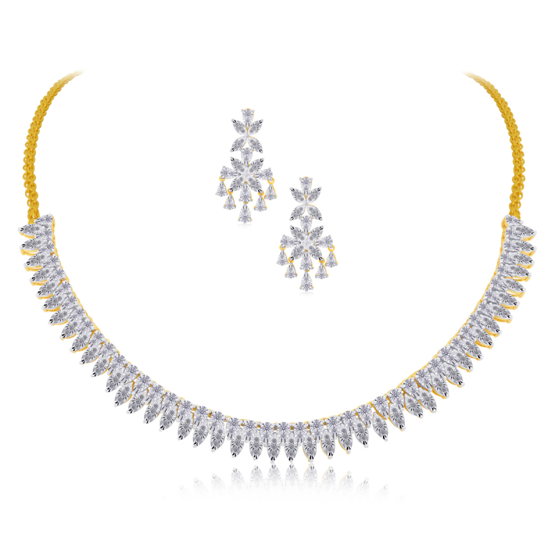 Carlotta Diamond Necklace Set, Purity 14 KT Yellow Gold at Rs 2.18