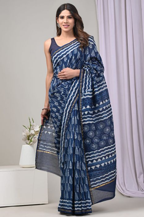 Unstitched Printed CHANDERI COTTON saree, Occasion : Party Wear