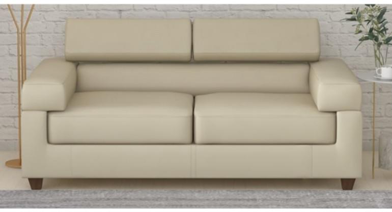 Penza leatherette cream colour 2 seater sofa