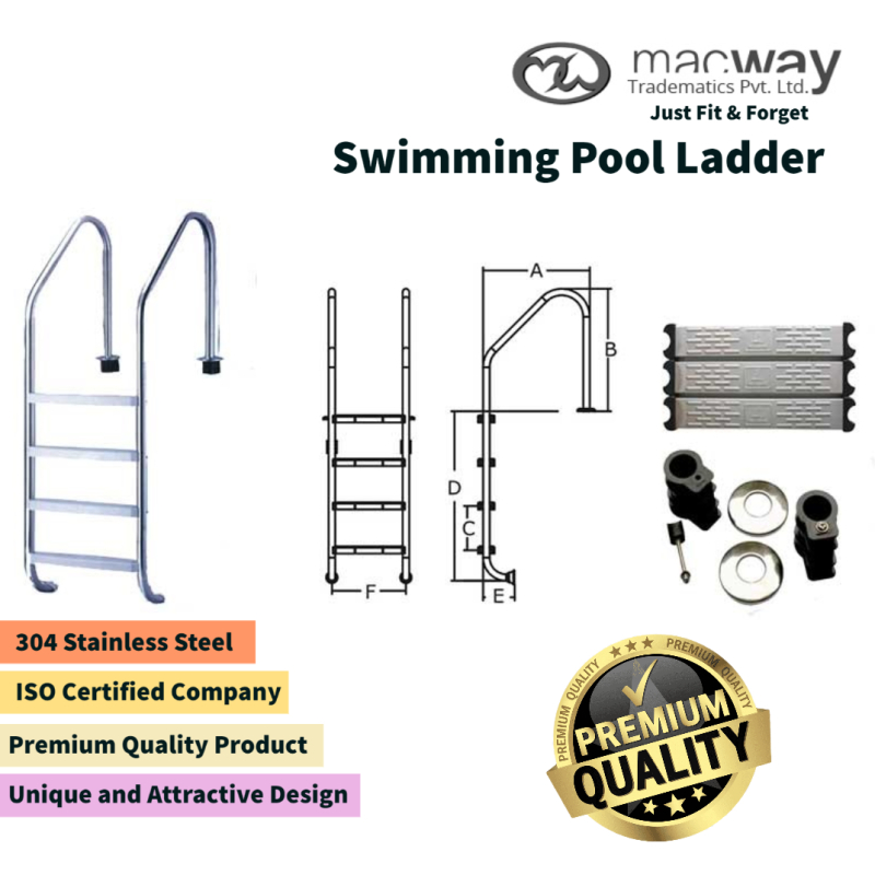 Stainless Steel Swimming Pool Ladder, Color Silver at Rs 5,500