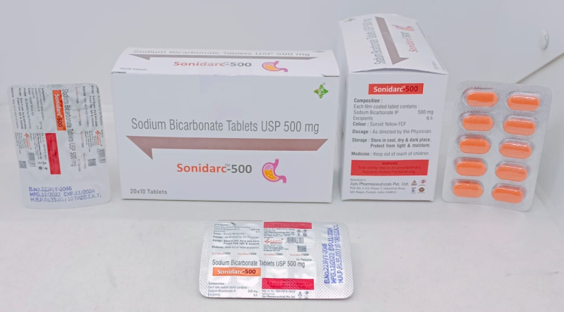 Sodium bicarbonate 500 mg tablets, Packaging Size : 20*10
