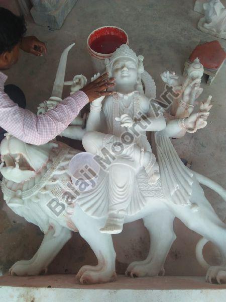 5 Feet White Marble Durga Maa Statue