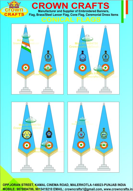 Crown Crafts Cloth Air Force Conical Flag, Certification : Iso Msme
