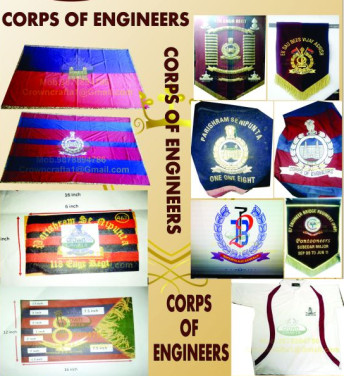 Army Medical Corps Zari Embroidery Flags, Technics : Ring Spun, Twisted, Hand Made, Machine Made