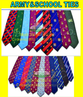 Cotton army school ties, Technics : Embroidered, Washed, HAND MADE, MACHINE MADE