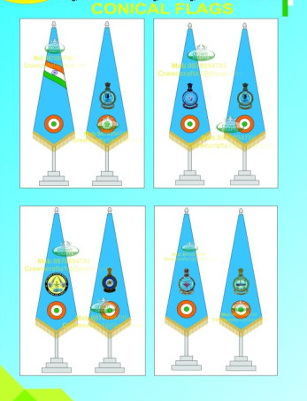 INDIAN AIR FORCE CONE FLAG, Handle Length : ACCORDING TO PRODUCT CUSTOMER