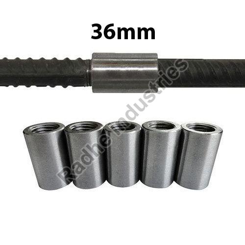 Round Polished Mild Steel 36mm Rebar Coupler, Feature : Crack Resistance, Durable, Fine Finished