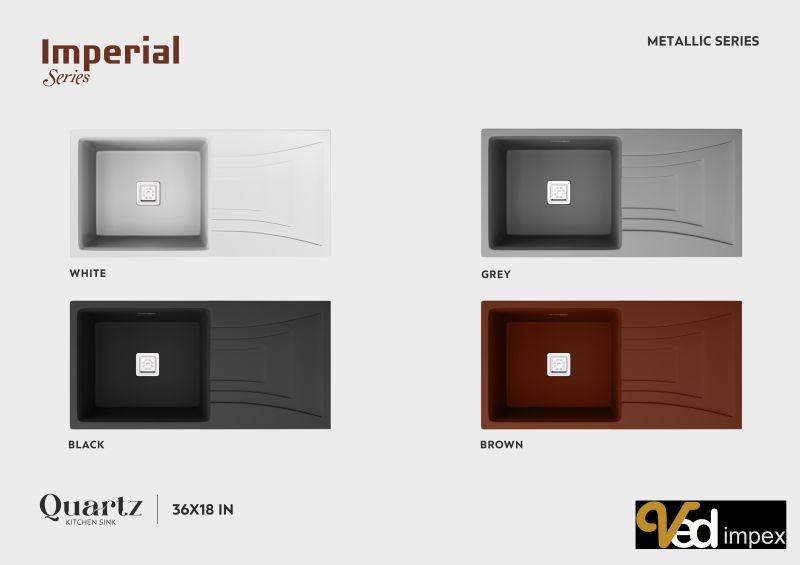 Rectangular Imperial Series Quartz Kitchen Sink, for Home, Hotel Restaurant, Finish Type : Matt