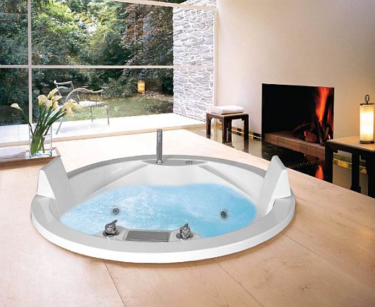 White Round Polished Sandstone Orien Jacuzzi Bathtub, Pattern : Plain ...