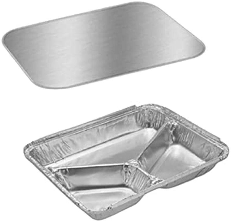 Silver Square Smooth 3CP Aluminium Foil Container, for Packaging Food, Pattern : Plain