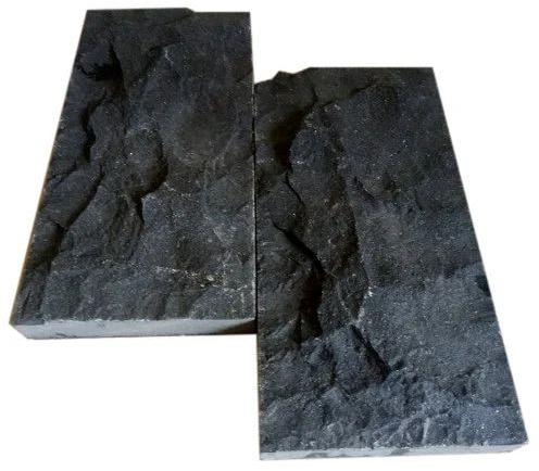 Rectangular Rockface Basalt Stone, for Flooring, Color : Black