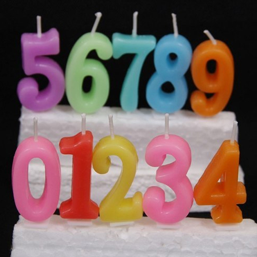 Multicolor Glossy Numerical Birthday Candles, for Smokeless, Attractive Pattern